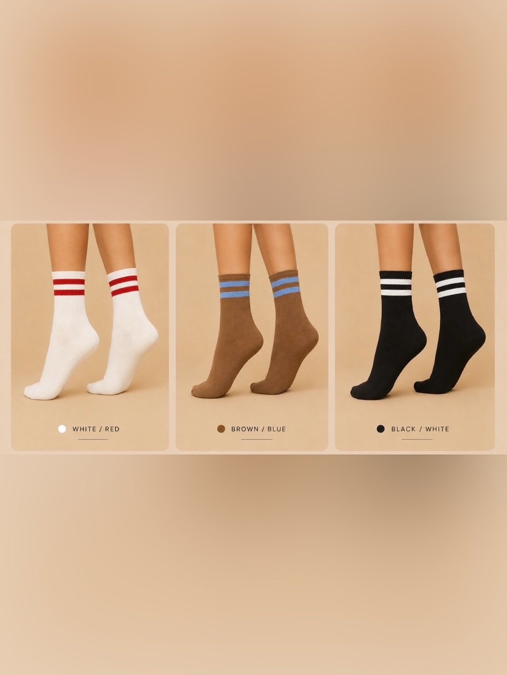 3-pack Women’s Pilates Crew Socks with Stripes